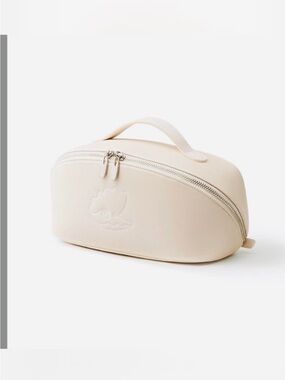 EACHY Cream Travel Cosmetic Case with Top Handle